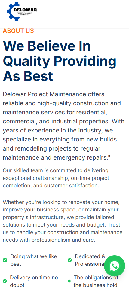 Delowar Renovation & Maintenance Website UI